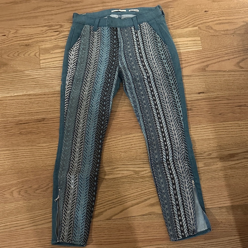 7 For All Mankind Blue and Gray Patterned Women Jeggings